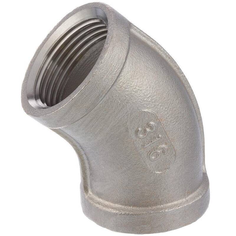 Gomito 45 filetto femmina, in acciaio inox 316