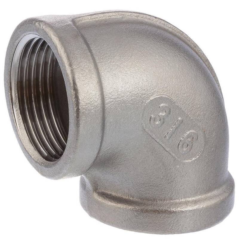 Gomito 90 filetto femmina, in acciaio inox 316