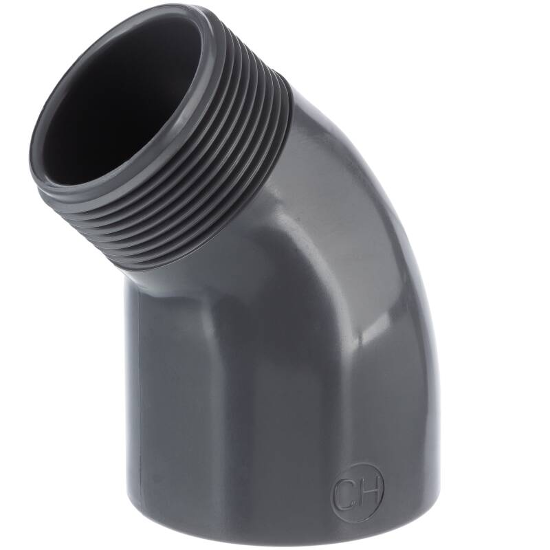 PVC-U Winkel 45 Klebemuffe x Aussengewinde