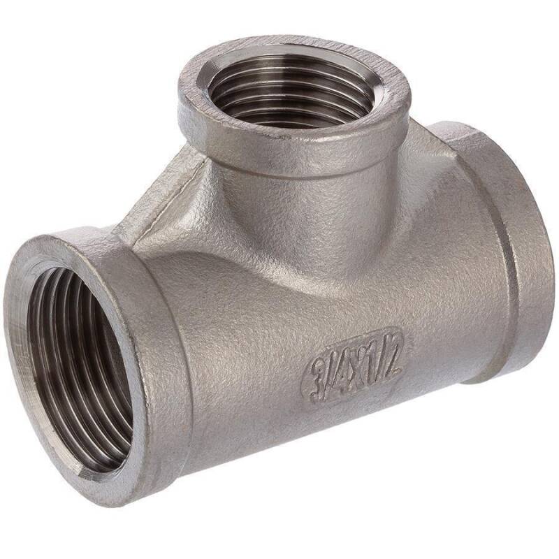 Tee ridotto 90 filetto femmina, in acciaio inox 316