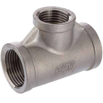 Edelstahl V4A T-Stück reduziert 3fach Innengewinde 1/2" x 3/8"