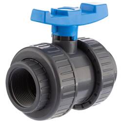 U-PVC and HDPE 2 way ball valve with nut, solvent socket x female thread