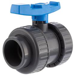 U-PVC and HDPE 2 way ball valve with nut, solvent socket x female thread