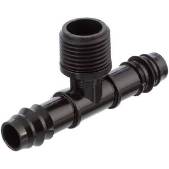 Steckverbinder für Tropf-/Versorgungsrohr T-Stück, 16mm x Aussengewinde 1/2"