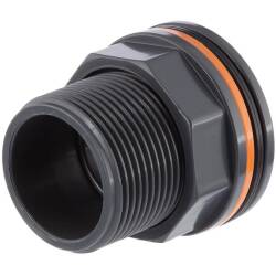 U-PVC tank connector with flat outlet