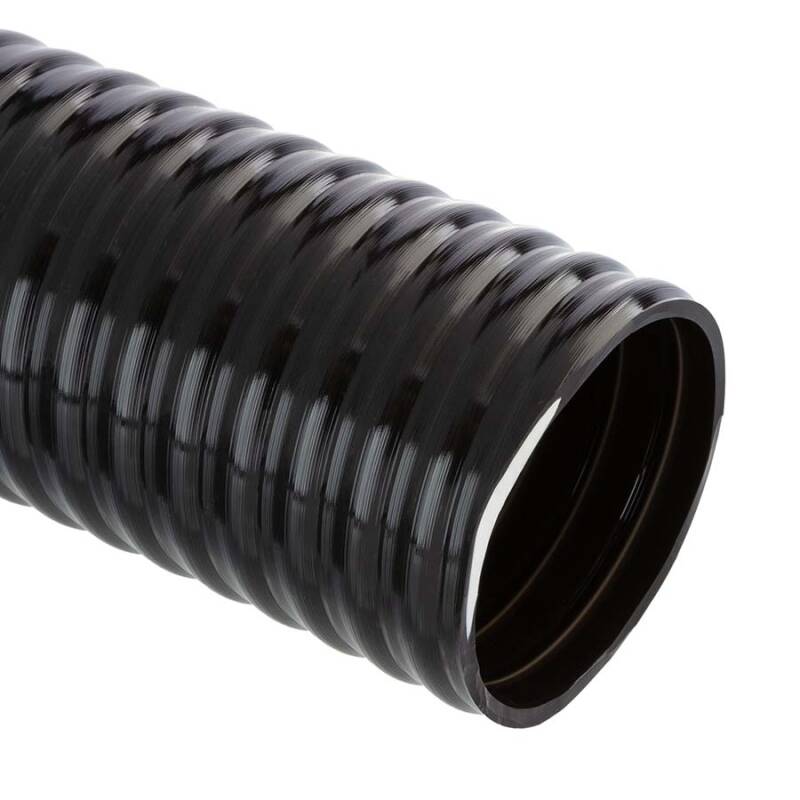 Grün-schwarz Saugschlauch mit PVC Spirale, Innendurchmesser 38 mm 1 1/2.  Hergestellt in Deutschland. Für den Anschluss an gängige Pumpensysteme.  Betriebsdurck PN 6 bar.