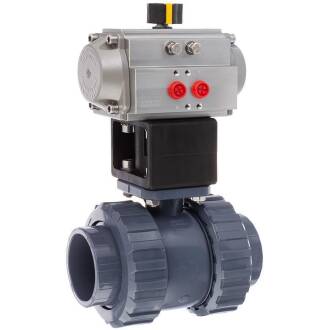 U-PVC 2 way solvent ball valve teflon/EPDM with pneumatic actuator