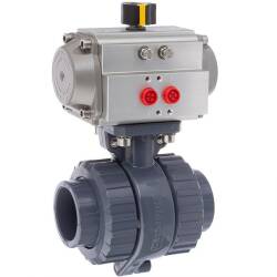 U-PVC 2 way solvent ball valve teflon/EPDM with pneumatic actuator