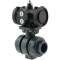 Valvola a sfera a 2 vie teflon/EPDM in PVC-U con attuatore pneumatico "double acting", manicotto