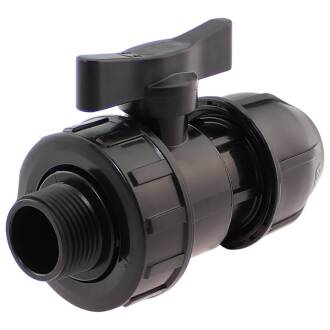 Valvola a sfera raccordo a compressione x filetto maschio, in PP 50mm x 1 1/2"