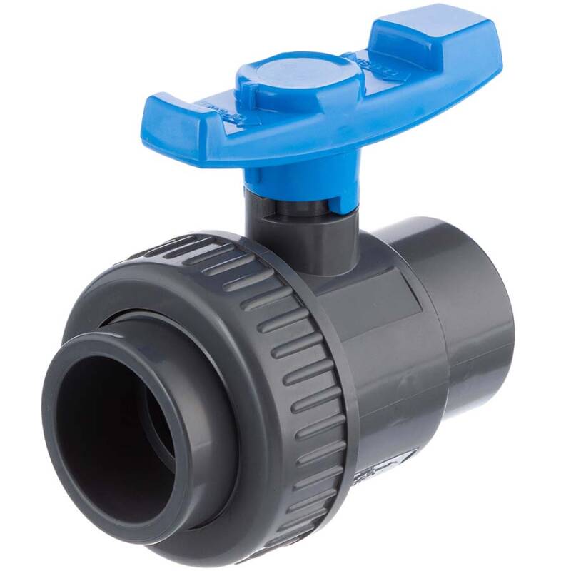 U-PVC and HDPE 2 way solvent ball valve with 1 nut