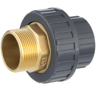 PVC-U threaded connector, glue socket x brass male thread 20mm x 1/2"