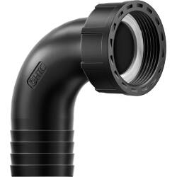 PP elbow 90&deg; hose tail with female thread and nut