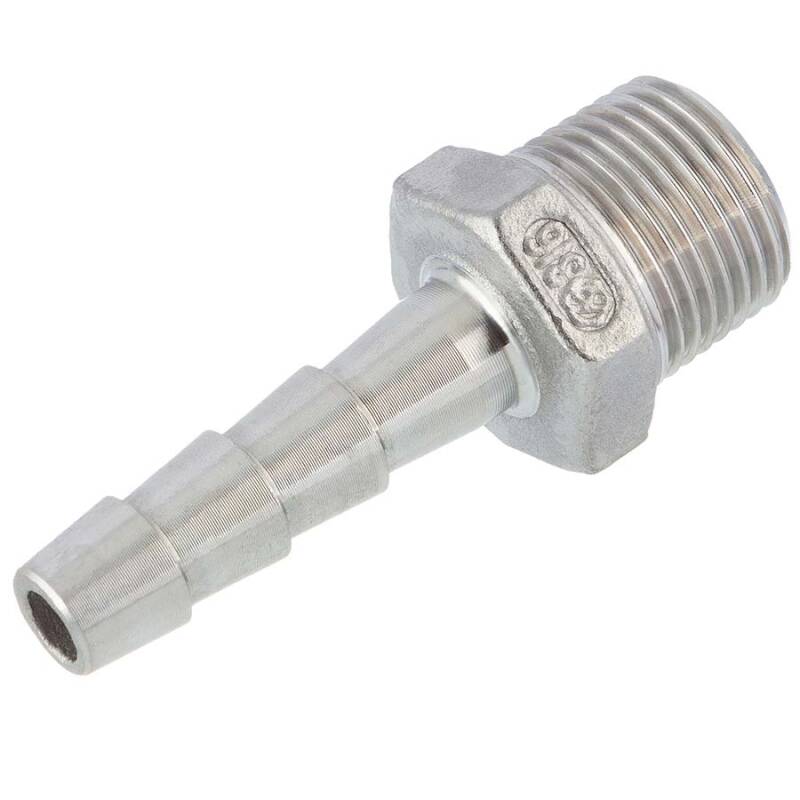 Edelstahl V4A Schlauchtülle Aussengewinde BSP R, 11,89 Edelstahl V4A Schlauchtülle Aussengewinde BSP R, 11,89