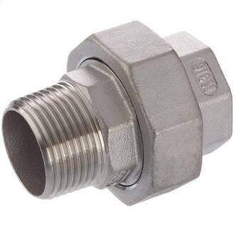 Edelstahl V4A Verschraubung flach dichtend Innen- x Aussengewinde 1 1/4"