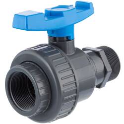 U-PVC and HDPE 2 way ball valve female thread with nut x male thread