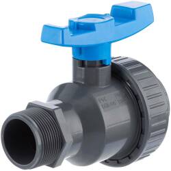 U-PVC and HDPE 2 way ball valve female thread with nut x male thread