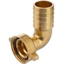 Brass hose tail 90° with female thread and nut