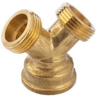 Brass male/female threaded Y-fitting F/M/M