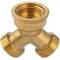 Brass male/female threaded Y-fitting F/M/M