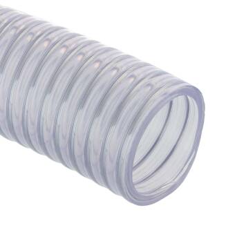 Tubo di aspirazione e mandata per liquidi con spirale di metallo in PVC trasparente per uso alimentare 40mm Meterware