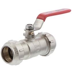 Brass ball valve compression fitting with steel handle