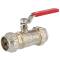 Brass ball valve compression fitting with steel handle