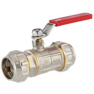Brass ball valve compression fitting with steel handle 32mm