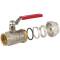 Brass ball valve compression fitting x female thread with steel handle