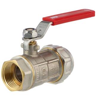 Brass ball valve compression fitting x female thread with steel handle 20mm x 1/2"