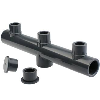 Collettore di distribuzione a 3 vie centrale in PVC-U 63mm