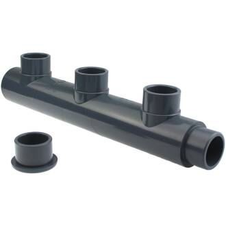 U-PVC 3 way manifold, f/m extension