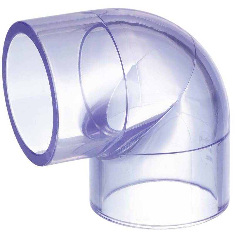 PVC-U Winkel 90 Transparent, 2fach Klebemuffe