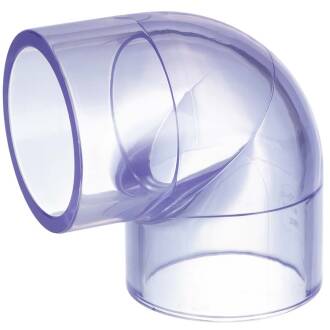 PVC-U Winkel 90° Transparent, 2fach Klebemuffe 40mm