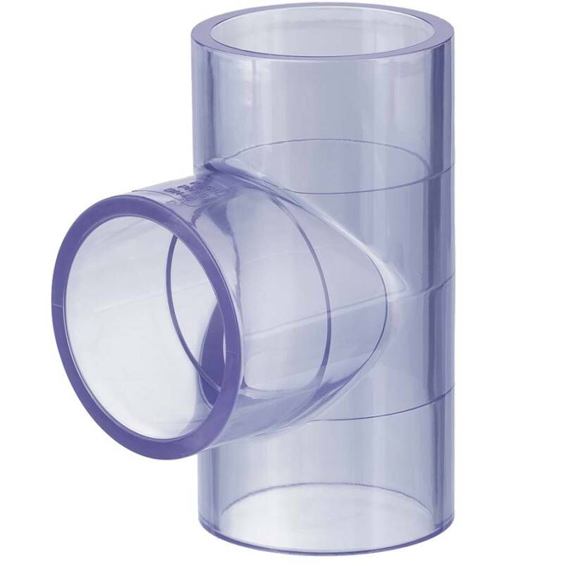 Tee a 90 manicotto in PVC-U, trasparente