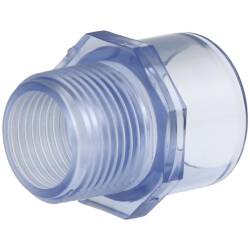 PVC-U transition nipple transparent, glue socket x male thread 32mm x 1&quot;
