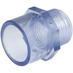 PVC-U transition nipple transparent, glue socket x male thread 32mm x 1&quot;