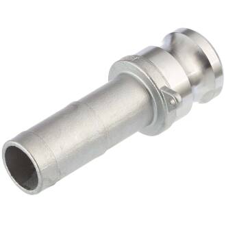 Stainless steel V4A type E male part with hose nozzle