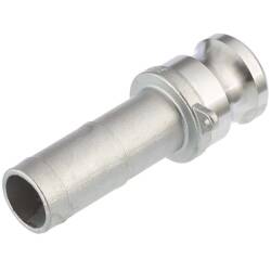 Stainless steel V4A type E male part with hose nozzle