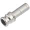 Stainless steel V4A type E male part with hose nozzle