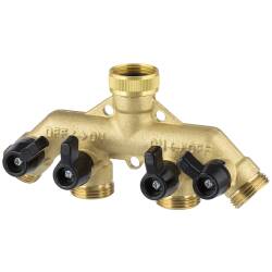 Brass 3/4 manifold with 4 adjustable ball valves