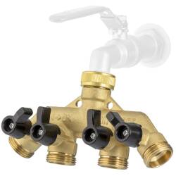 Brass 3/4&quot; manifold with 4 adjustable ball valves