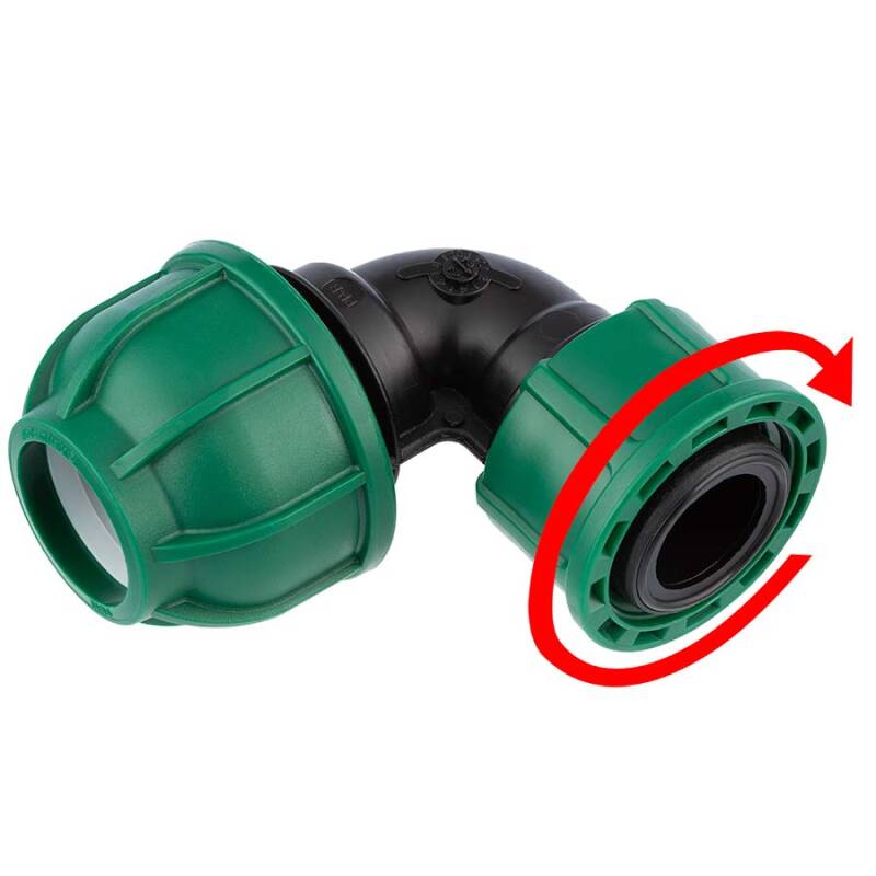 Adapter compression fitting elbow 90° x female thread with nut