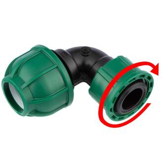 Adapter compression fitting elbow 90° x female thread with nut