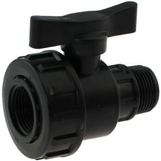 PP ball valve, female thread x male thread 1"