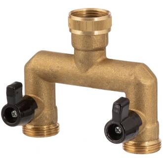 Brass 3/4" manifold with 2 adjustable male threaded ball valves