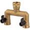 Brass 3/4" manifold with 2 adjustable male threaded ball valves