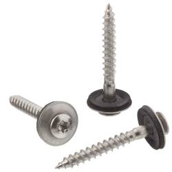 A2 ss wood screw with mounted EPDM gasket and hexalobular socket (TX)