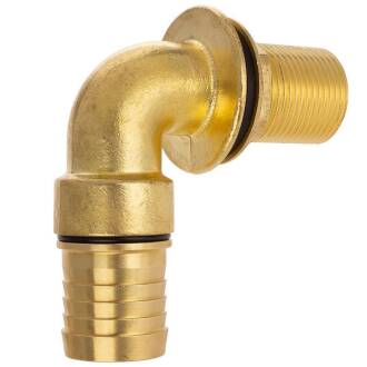 Brass elbow 90° tank connector 1" male thread x 19mm hose tail