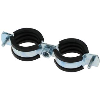 Zinc-coated steel double pipe collar with rubber insert DIN 4109